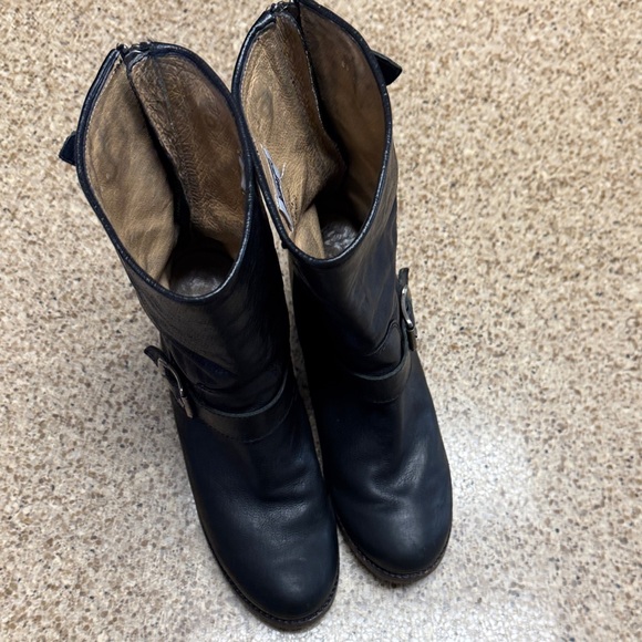Frye Black Leather Combat Boots - Picture 2 of 16